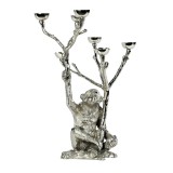 HOME DECO NICKEL MONKEY CANDLE HOLDER 40    - CANDLE HOLDERS